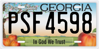 GA license plate PSF4598