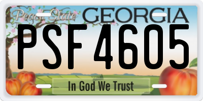 GA license plate PSF4605