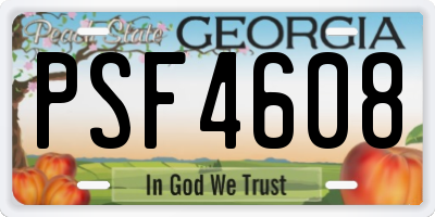 GA license plate PSF4608