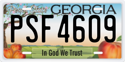GA license plate PSF4609