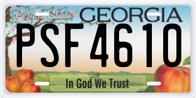 GA license plate PSF4610