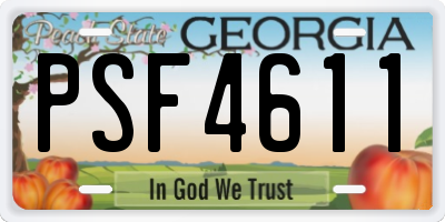 GA license plate PSF4611