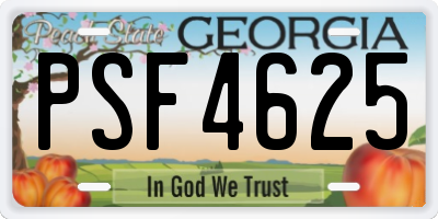 GA license plate PSF4625