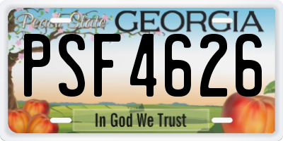 GA license plate PSF4626