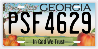 GA license plate PSF4629