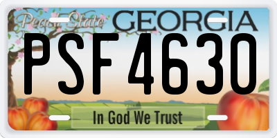 GA license plate PSF4630