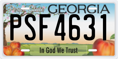 GA license plate PSF4631