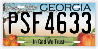 GA license plate PSF4633