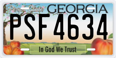 GA license plate PSF4634