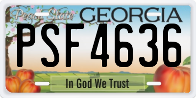 GA license plate PSF4636