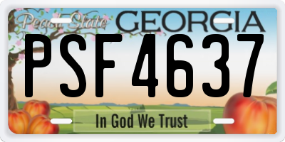 GA license plate PSF4637
