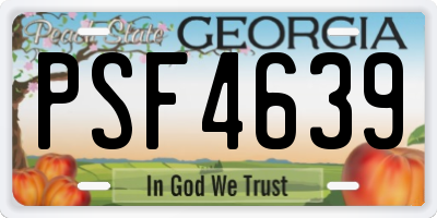 GA license plate PSF4639