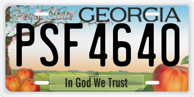 GA license plate PSF4640