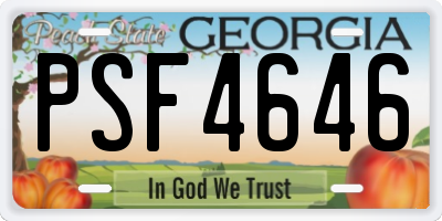 GA license plate PSF4646