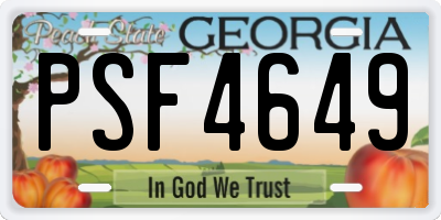 GA license plate PSF4649