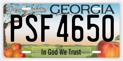 GA license plate PSF4650