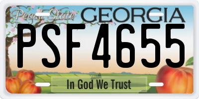 GA license plate PSF4655