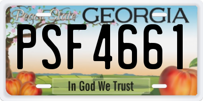 GA license plate PSF4661