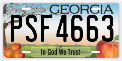 GA license plate PSF4663
