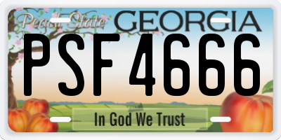 GA license plate PSF4666