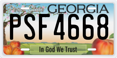 GA license plate PSF4668