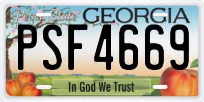 GA license plate PSF4669