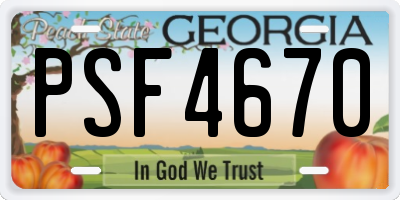 GA license plate PSF4670