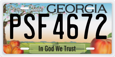 GA license plate PSF4672