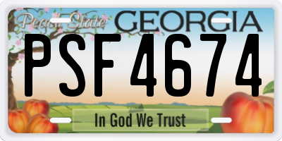 GA license plate PSF4674