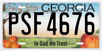 GA license plate PSF4676