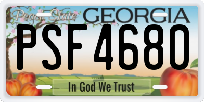 GA license plate PSF4680
