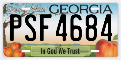 GA license plate PSF4684