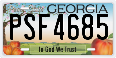GA license plate PSF4685