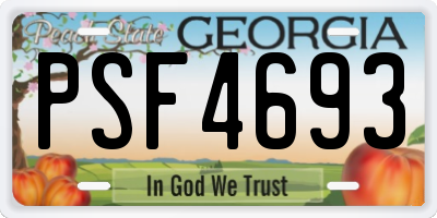 GA license plate PSF4693