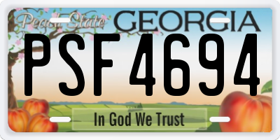 GA license plate PSF4694