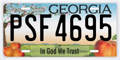 GA license plate PSF4695