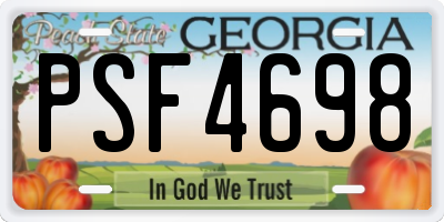 GA license plate PSF4698