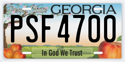 GA license plate PSF4700