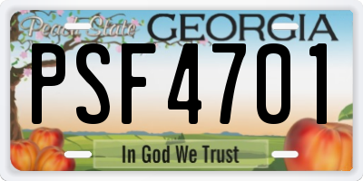 GA license plate PSF4701