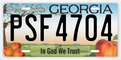 GA license plate PSF4704
