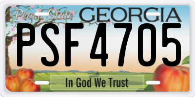 GA license plate PSF4705