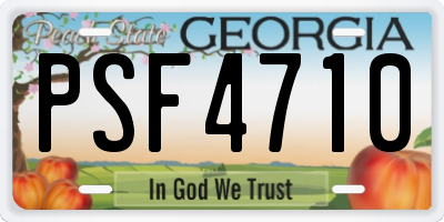 GA license plate PSF4710