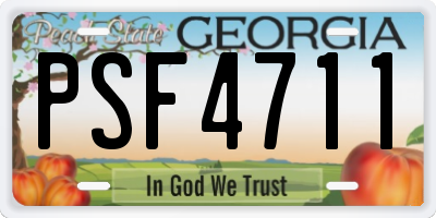 GA license plate PSF4711