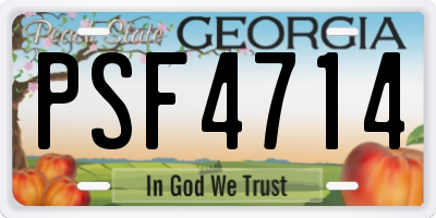GA license plate PSF4714