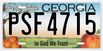 GA license plate PSF4715