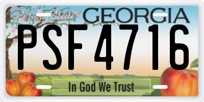 GA license plate PSF4716