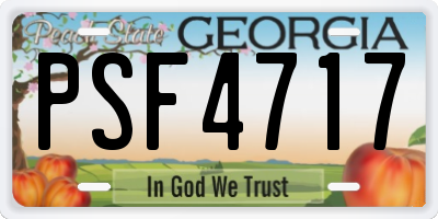 GA license plate PSF4717