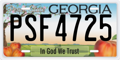 GA license plate PSF4725