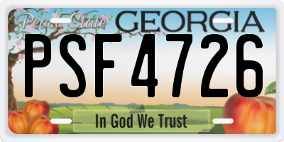 GA license plate PSF4726