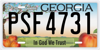 GA license plate PSF4731